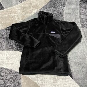 Patagonia Snap-T Jacket Women Small Black Fleece ReTool Sweater Pullover Gorp